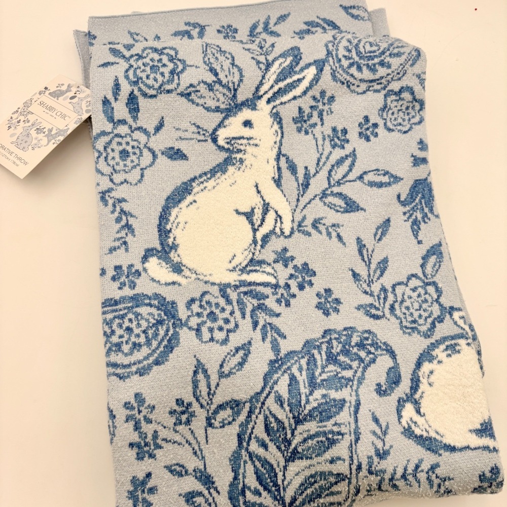 Shabby‎ Chic Bruno Bunny Paisley Rabbit Toile Floral Decorative Throw Blanket